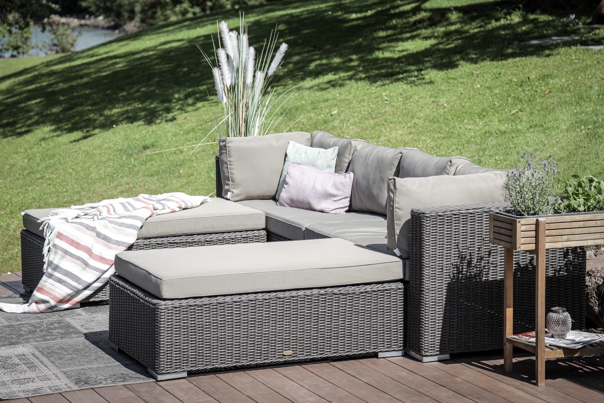 Buddha Lounge rundes Rattan braun