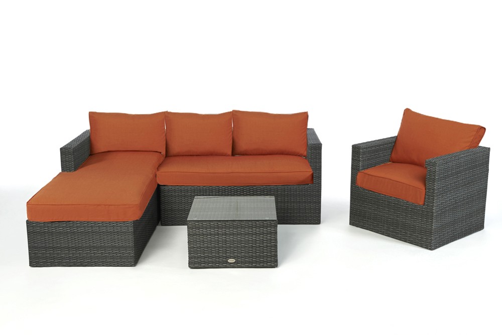 Gartenlounge Jurassic rechts mixgrau Stoffbezug orange