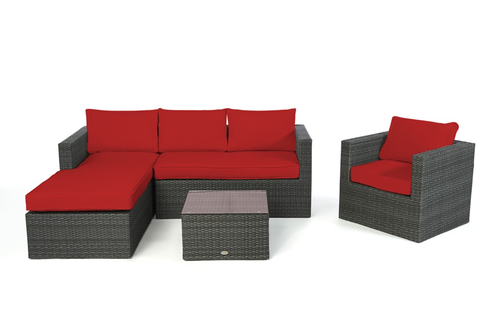Gartenlounge Jurassic mixgrau Stoffbezug rot