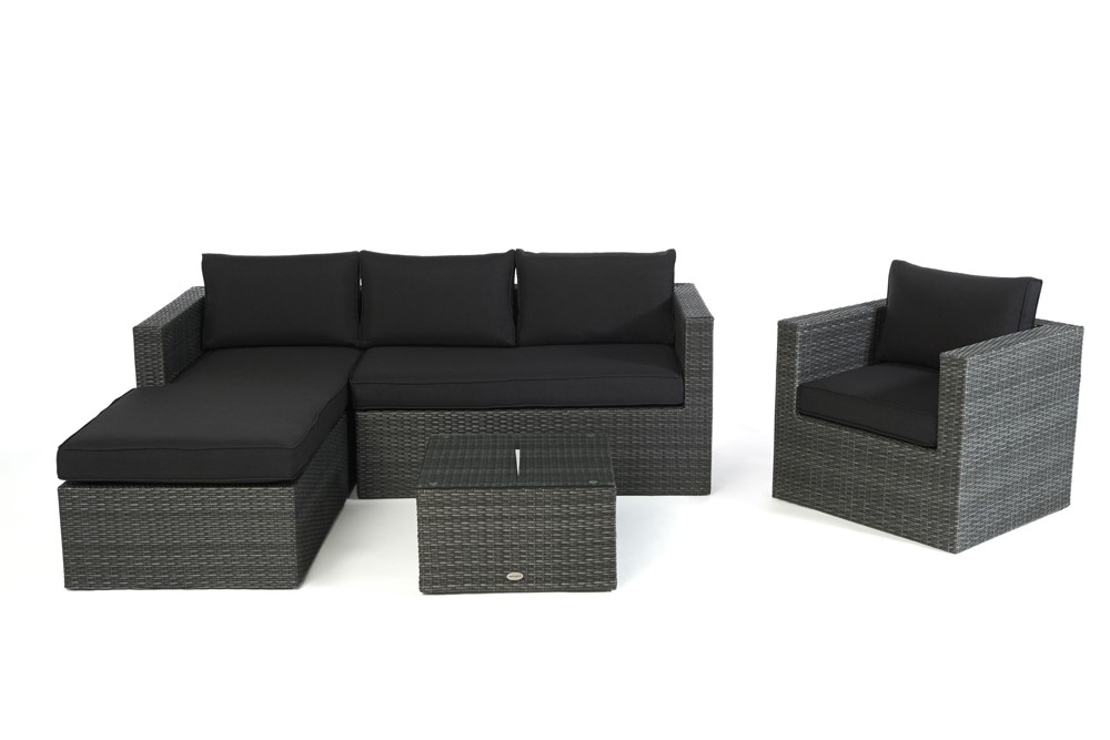 Gartenlounge Jurassic rechts mixgrau, Stoffbezug schwarz