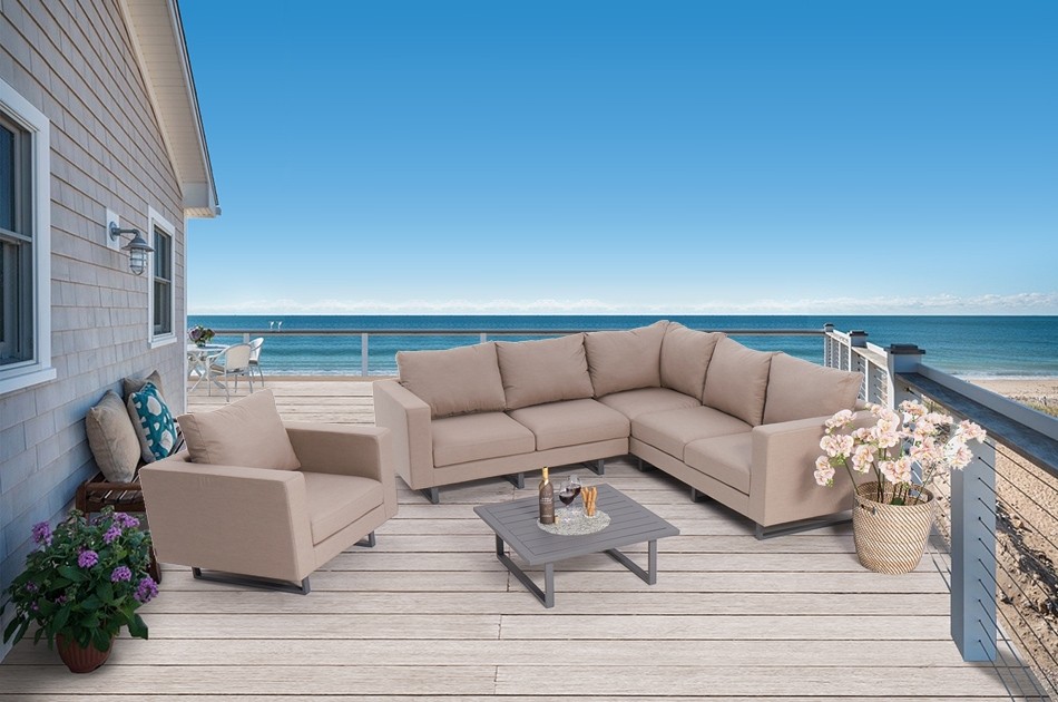 Gartenlounge Santorini mit Sessel sandbraun