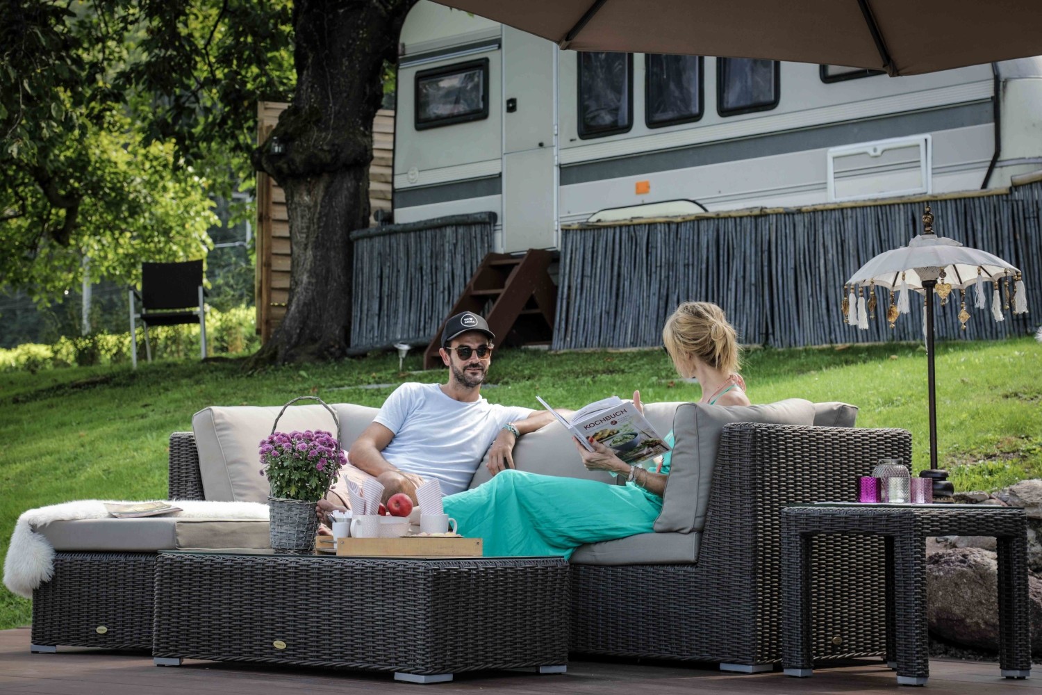 Gartensofa 3-Sitzer Mumbai braun