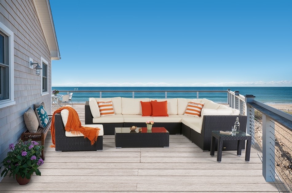 Grosse Luxus Rattan Lounge Blackfly schwarz