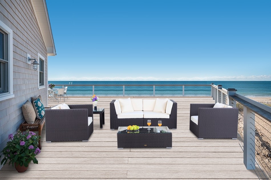 Lounge Baron schwarz Rattan Gartenmöbel