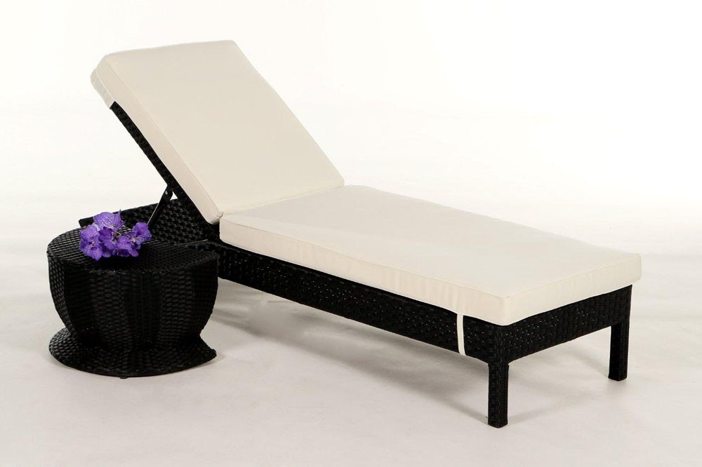 Möbel Gartenmöbel Beistellhocker schwarz