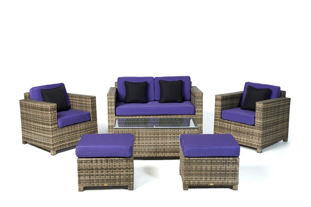 Möbel Gartenmöbel Lounge Dallas natural Polsterbezug violett