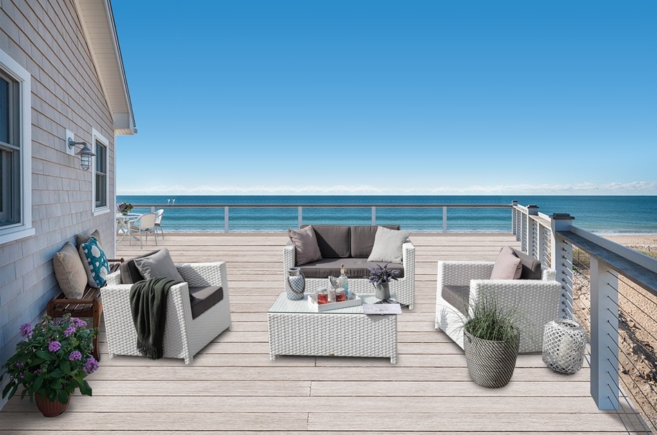 Rattan Gartenlounge Set Dallas weiss