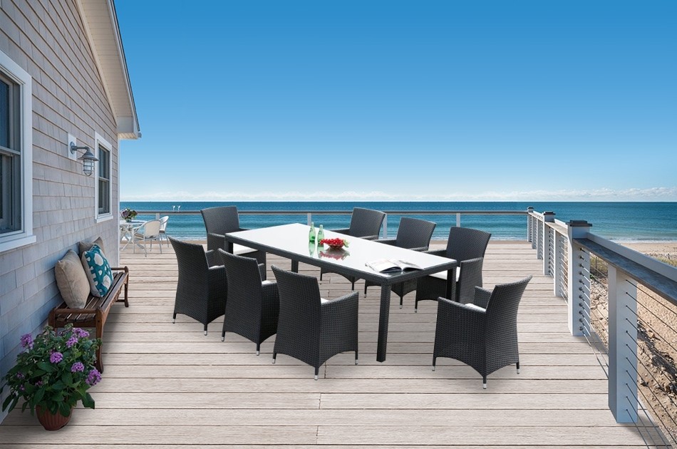 Rattan Gartentisch - Jamaika schwarz 220 - rattan tisch-set