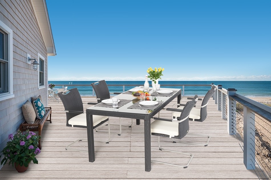 Rattan Gartentisch Sale schwarz