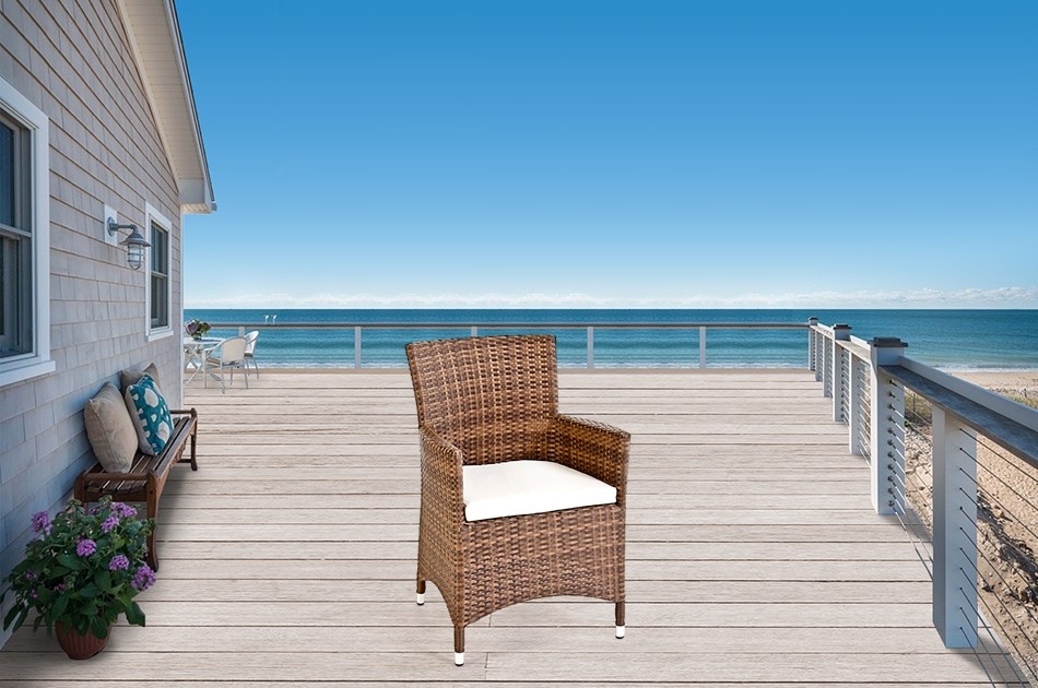 Rattan Jamaika Stuhl mix braun mit Sitzkissen