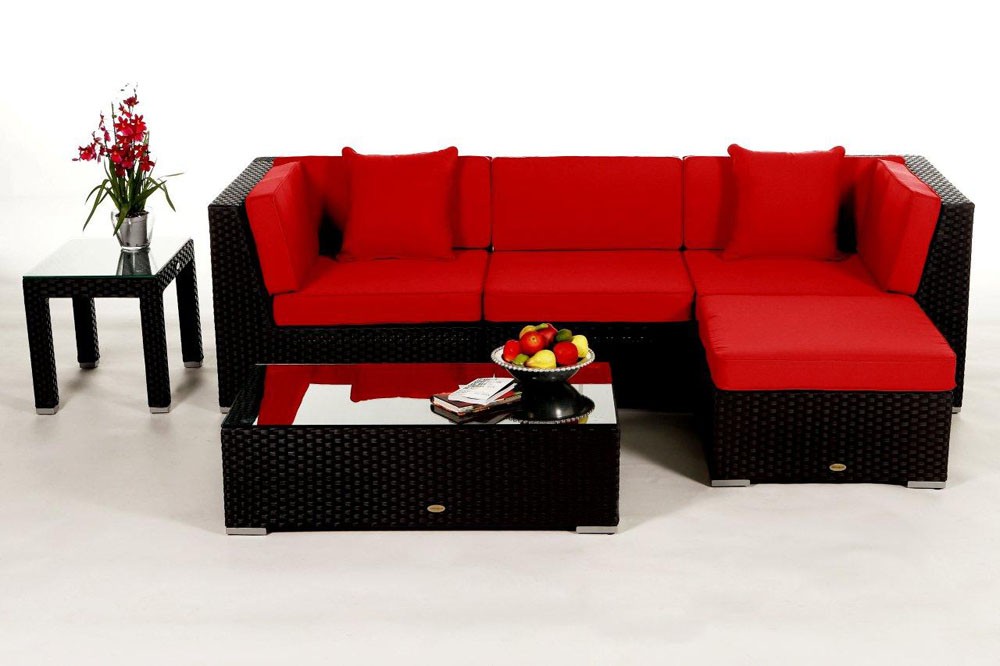 Rattanmöbel Murano Stoffbezug rot