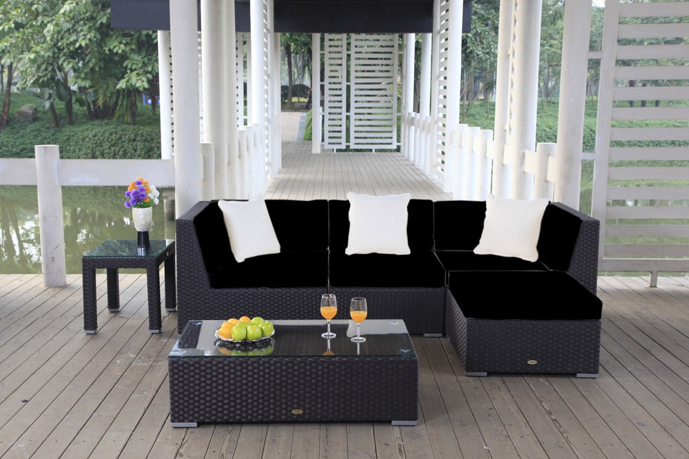 Rattanmöbel Murano Stoffbezug schwarz