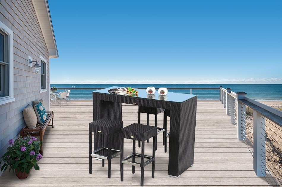 Rattan Bar Wales schwarz