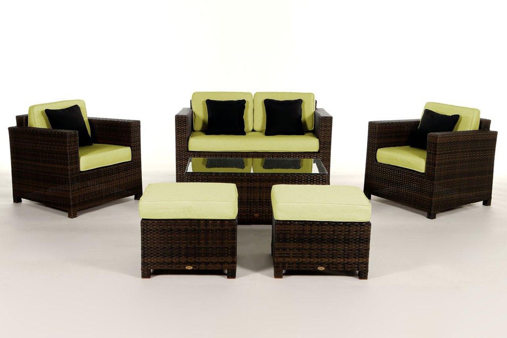 Rattanmöbel Dallas Luxus Stoffbezug grün