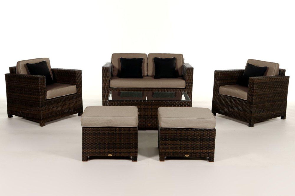 Rattanmöbel Dallas Luxus braun Stoffbezug sandbraun