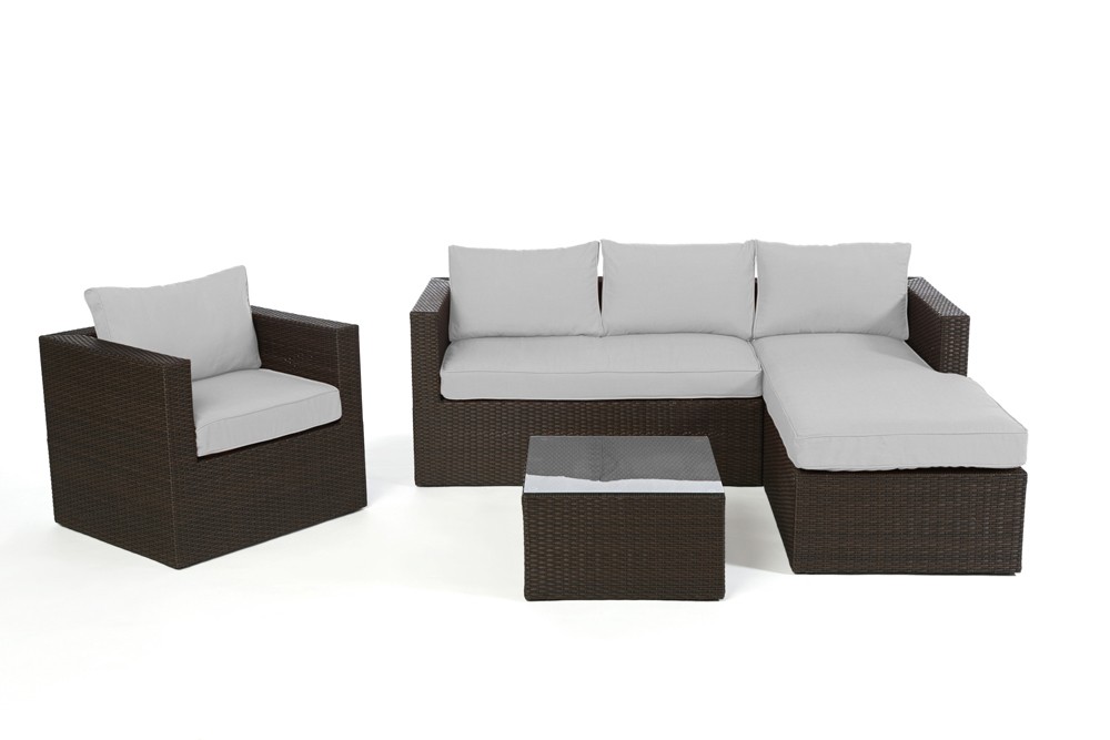 Rattanmöbel Jurassic Lounge braun Bezüge grau
