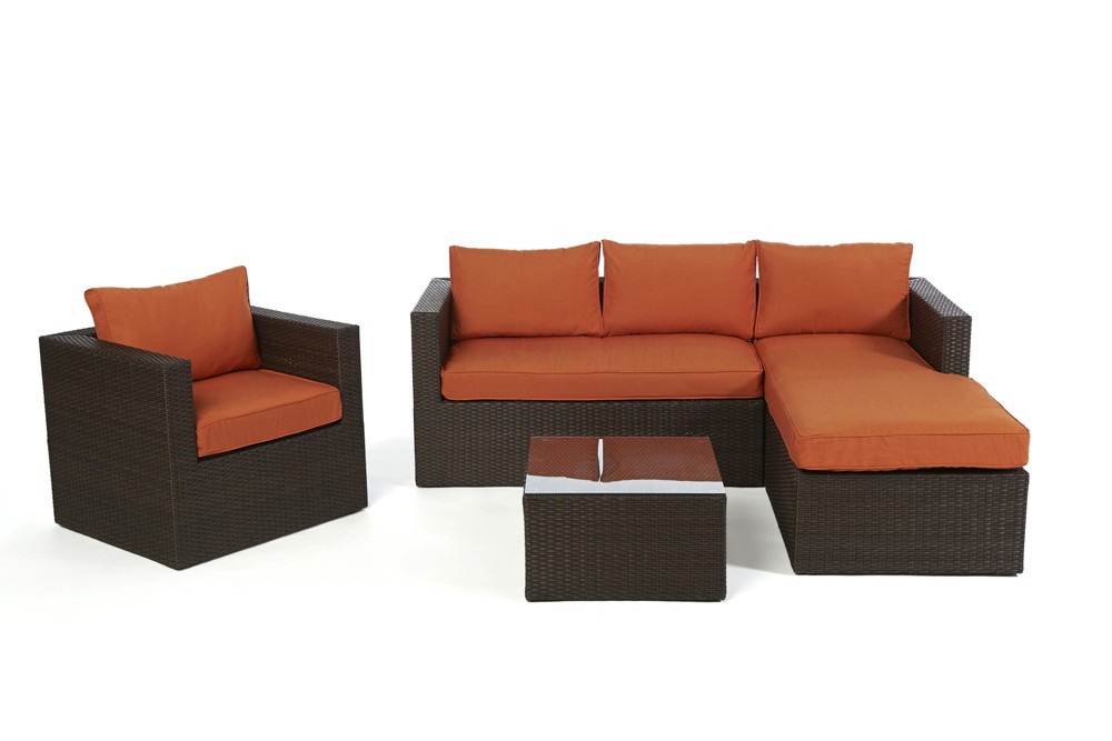 Rattanmöbel Jurassic Lounge braun, Bezüge orange