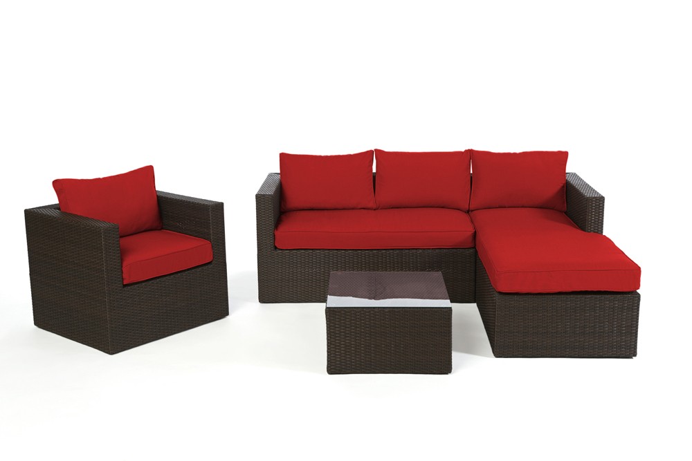 Rattanmöbel Jurassic lounge braun, Bezüge rot