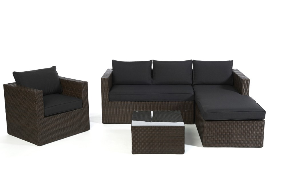Rattanmöbel Jurassic Lounge braun Bezüge schwarz