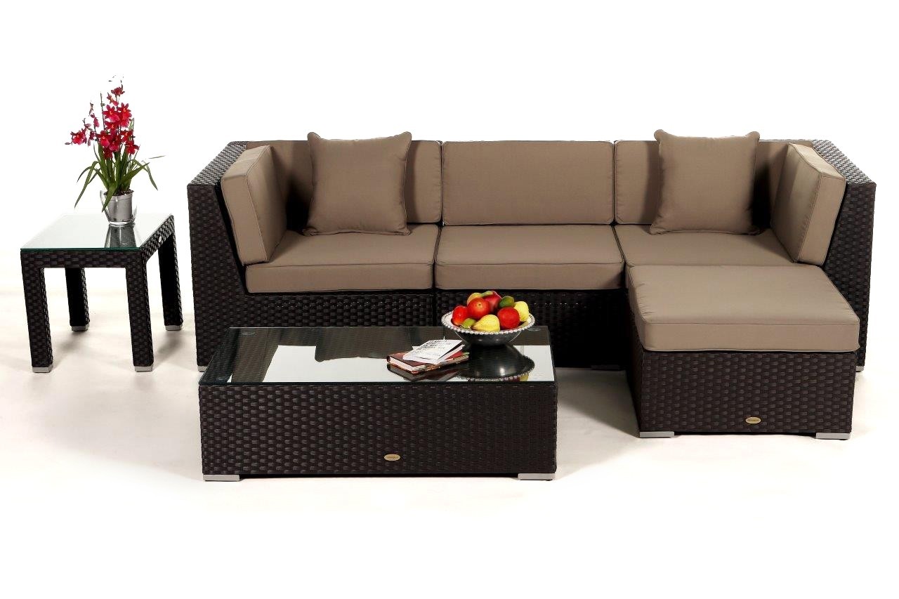 Rattanmöbel Murano Louonge Gartenmöbel Stoffbezug sandbraun