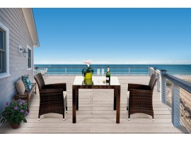 Jamaika Rattan Gartentisch 2 Stühle mixbraun