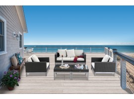 Ela Deluxe Rattan Lounge graubraun