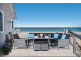 Mauritius Rattan Lounge Dining mix grau