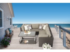 Emely Rattan Lounge Dining braun