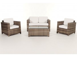Stoffbezug Set beige, Dallas Rattan Gartenmöbel natural