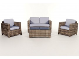 Stoffbezug Set blau, Dallas Rattan Gartenmöbel natural