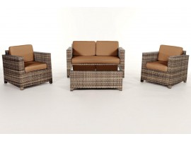 Stoffbezug Set caramel, Dallas Rattanmöbel natural