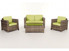 Stoffbezug Set grün, Dallas Rattan Gartenmöbel natural