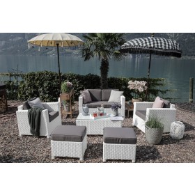 Dallas Luxus Rattan Lounge weiss