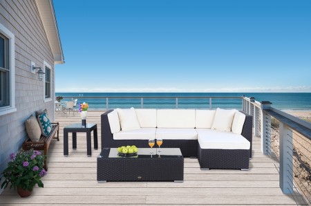 Murano Rattan Lounge schwarz