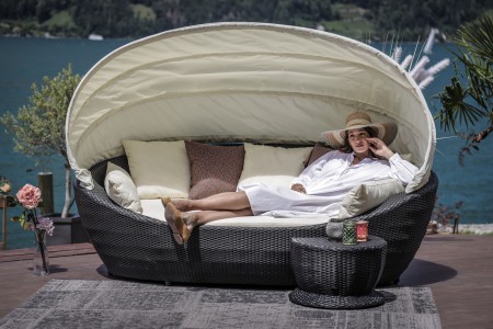 Hawaii Rattan Gartenliege schwarz