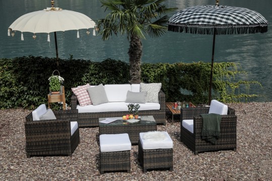 3-Sitzer Gartensofa Set braun Rimini