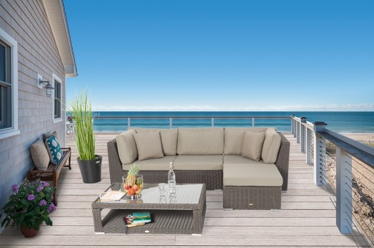 3er Rattan Lounge Dining Möbel Noah braun