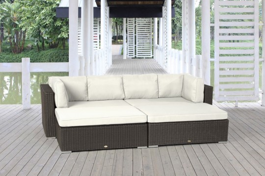 Buddha Rattanmöbel Lounge Stoffbezug beige