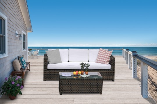 Dakato 3-sitzer Rattanlounge braun