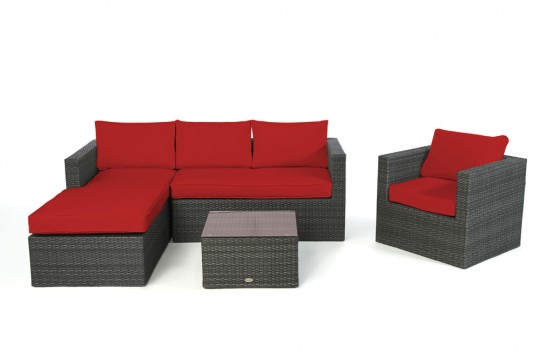 Gartenlounge Jurassic mixgrau Stoffbezug rot
