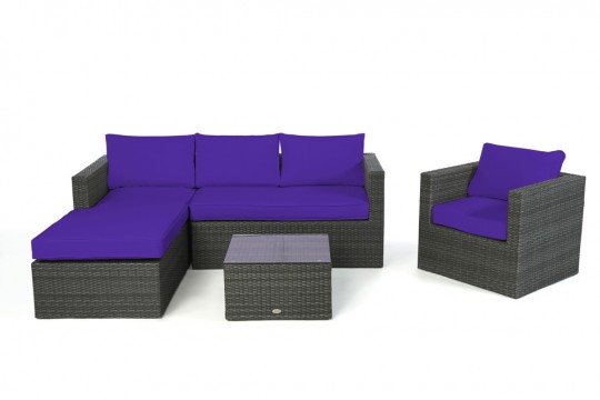 Gartenlounge Jurassic rechts mixgrau Stoffbezug violett