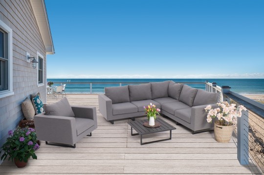 Gartenlounge Santorini mit Sessel grau
