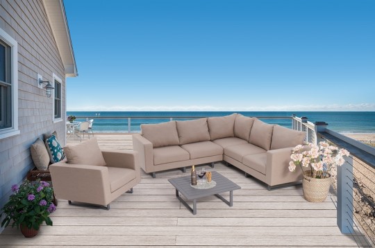 Gartenlounge Santorini mit Sessel sandbraun