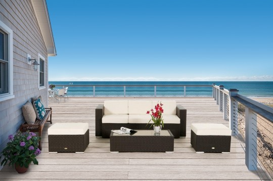 Gartensofa Rattansofa Set Niagara braun