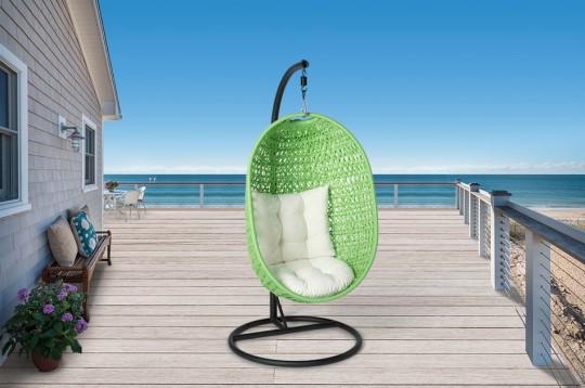 Hängekorb Rattanmöbel Coco grün: Polster beige