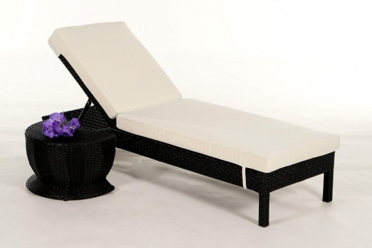 Möbel Gartenmöbel Beistellhocker schwarz