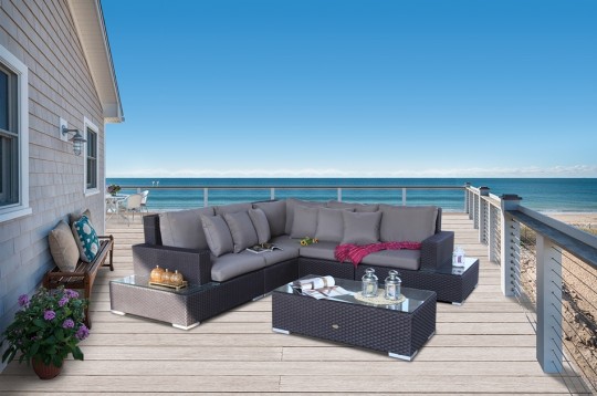 Rattan Gartenmöbel Ecklounge Venezia braun