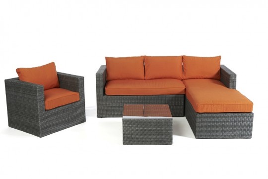 Rattan Gartenmöbel Rattanmöbel Stoffbezug Jurassic orange