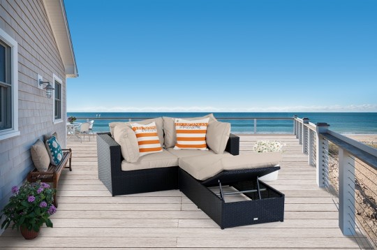rattan lounge bali polsterbezugsset sandbraun