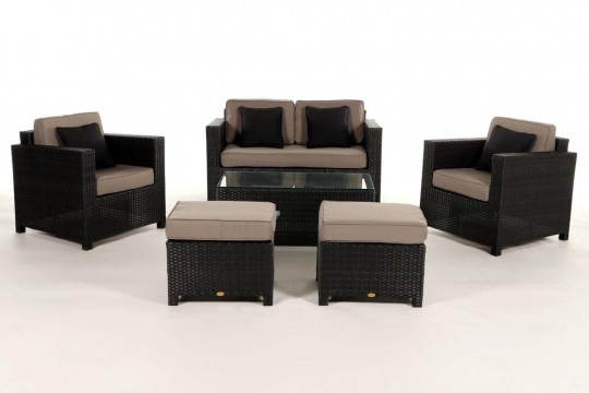Rattan Lounge Dallas Luxus Stoffbezug sandbraun